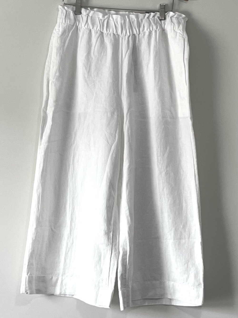 Chico's Alabaster Petite Pull-On 100% Linen Culotte Pants - White